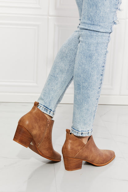 Embroidered Crossover Cowboy Bootie in Caramel - Tigbuls Variety