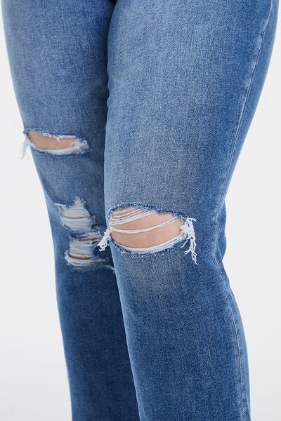 BAYEAS Full Size High Waist Distressed Cat's Whiskers Straight Jeans - Tigbuls Variety Fashion