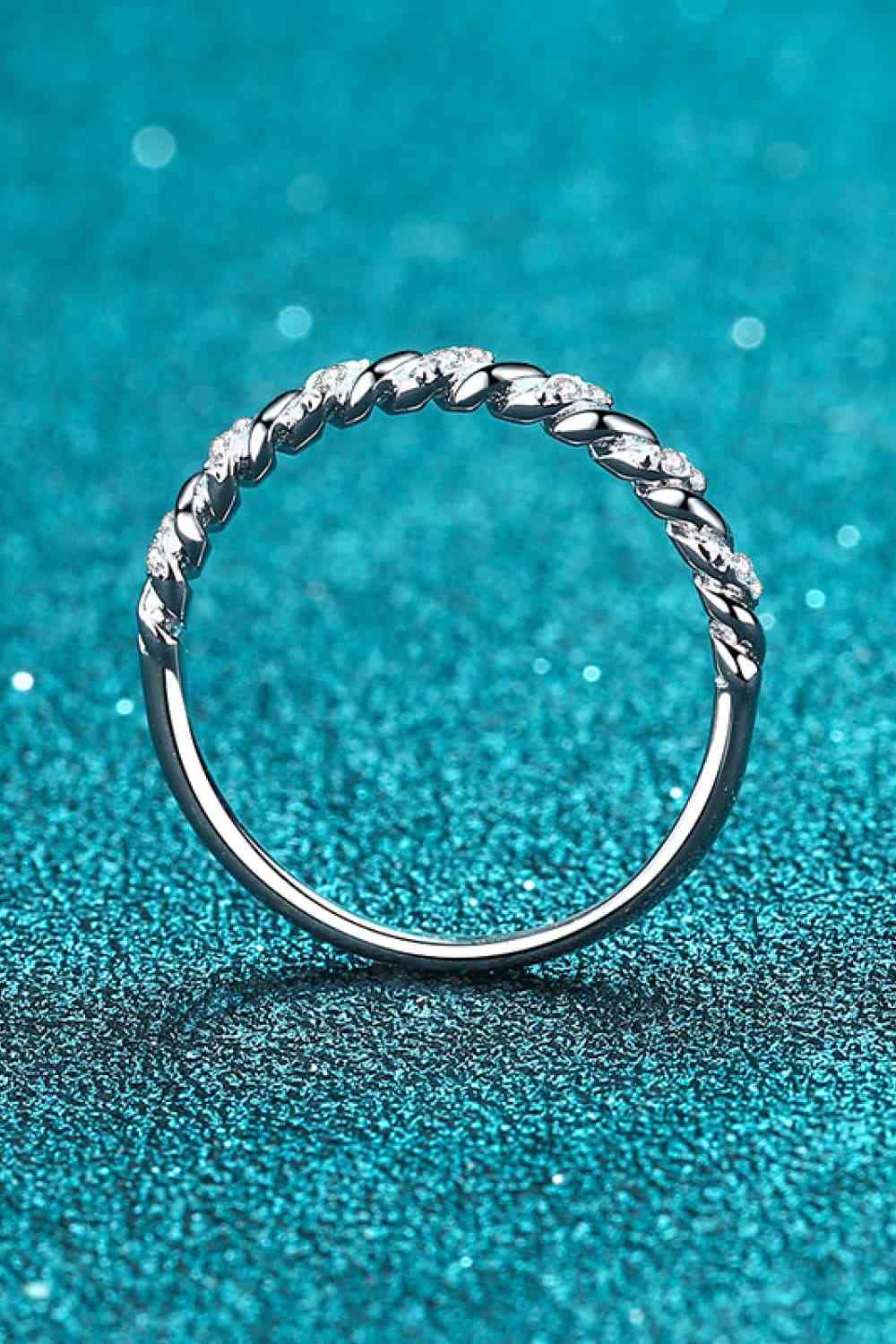 Moissanite Rhodium-Plated Half-Eternity Ring - Tigbuls Variety Fashion