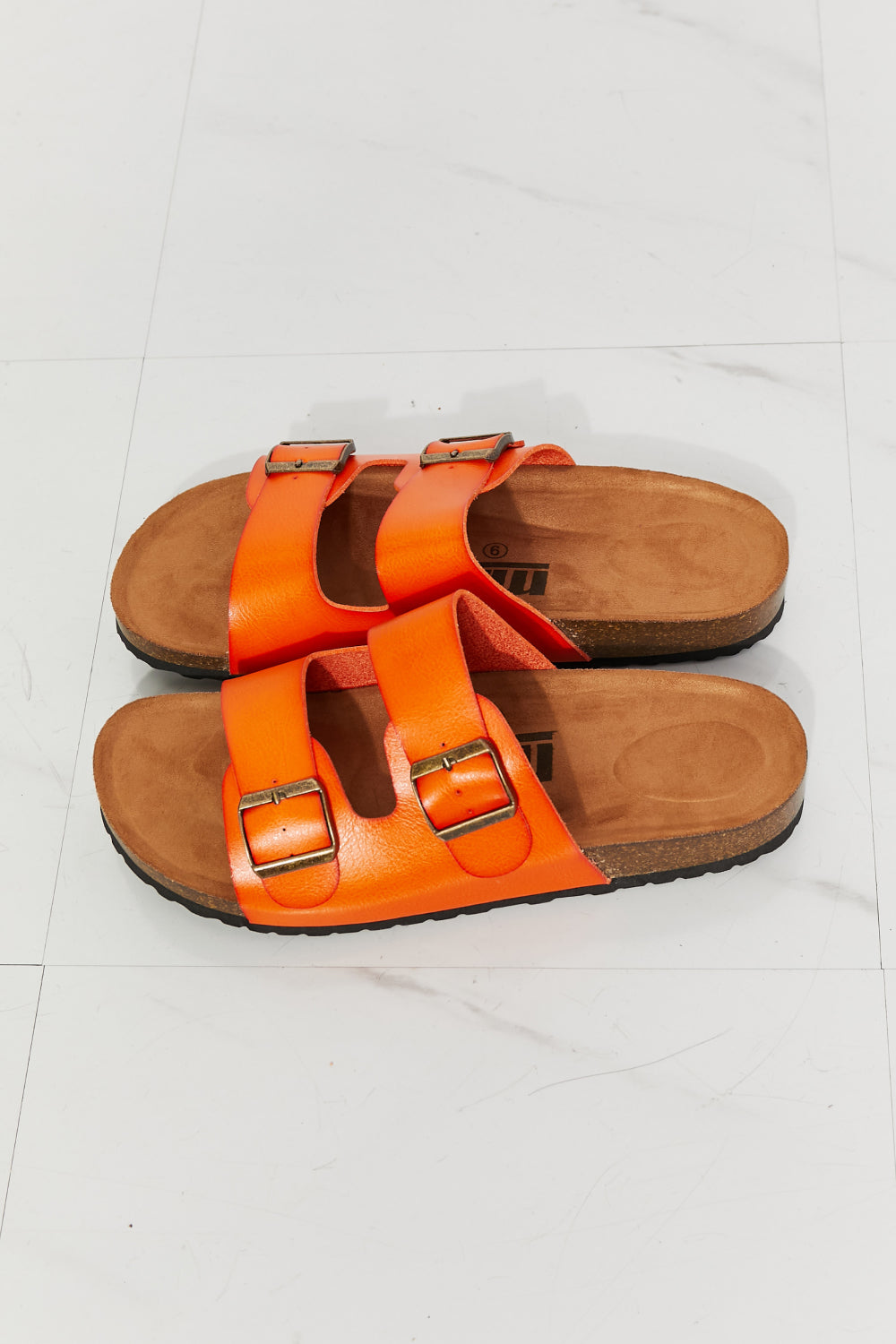 MMShoes Feeling Alive Double Banded Slide Sandals in Orange - Tigbul's Fashion
