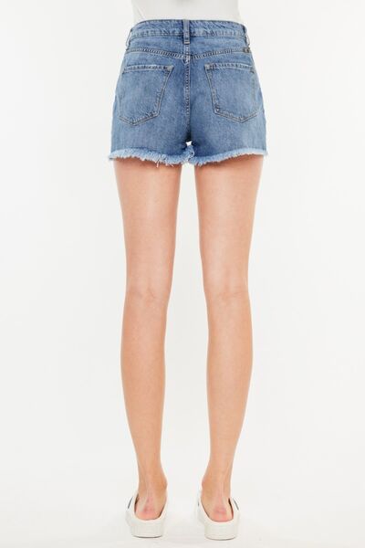 Kancan Distressed Raw Hem High Waist Denim Shorts - Tigbuls Variety Fashion