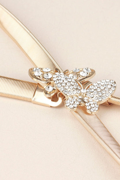 Rhinestone Butterfly Elastic Metal Belt - Tigbul's Fashion