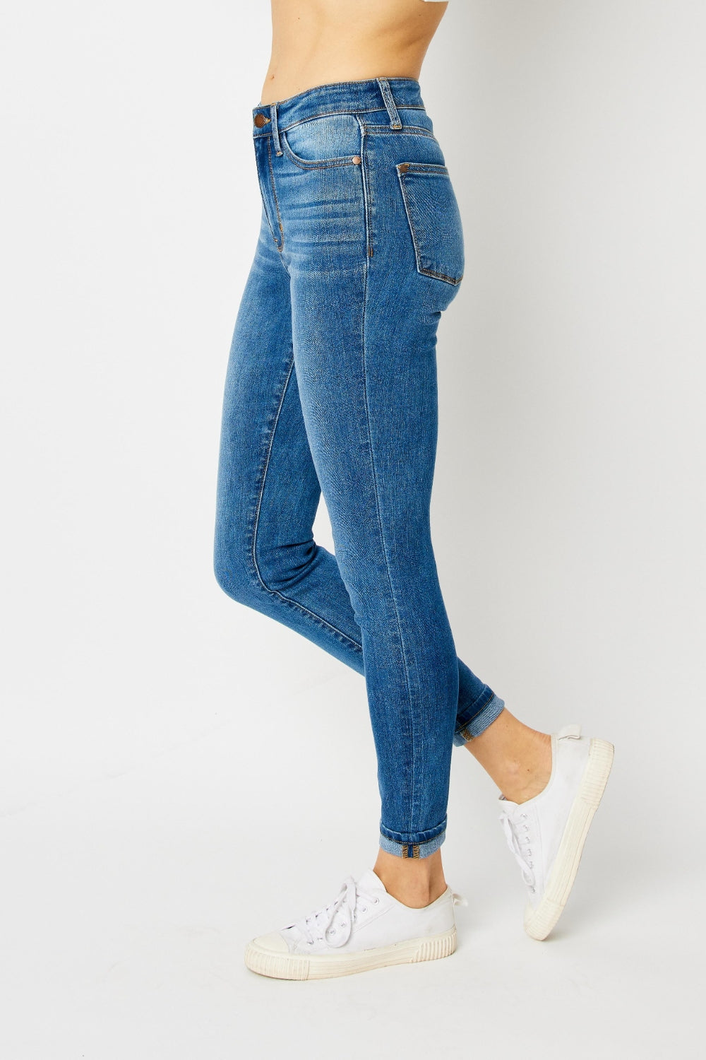 Judy Blue Cuffed Hem Skinny Jeans - Tigbuls Variety Fashion