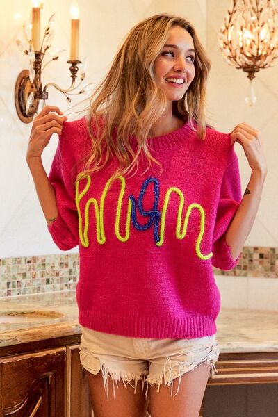 BiBi MOM Contrast Round Neck Sweater - Tigbuls Variety Fashion
