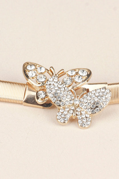 Rhinestone Butterfly Elastic Metal Belt - Tigbul's Fashion