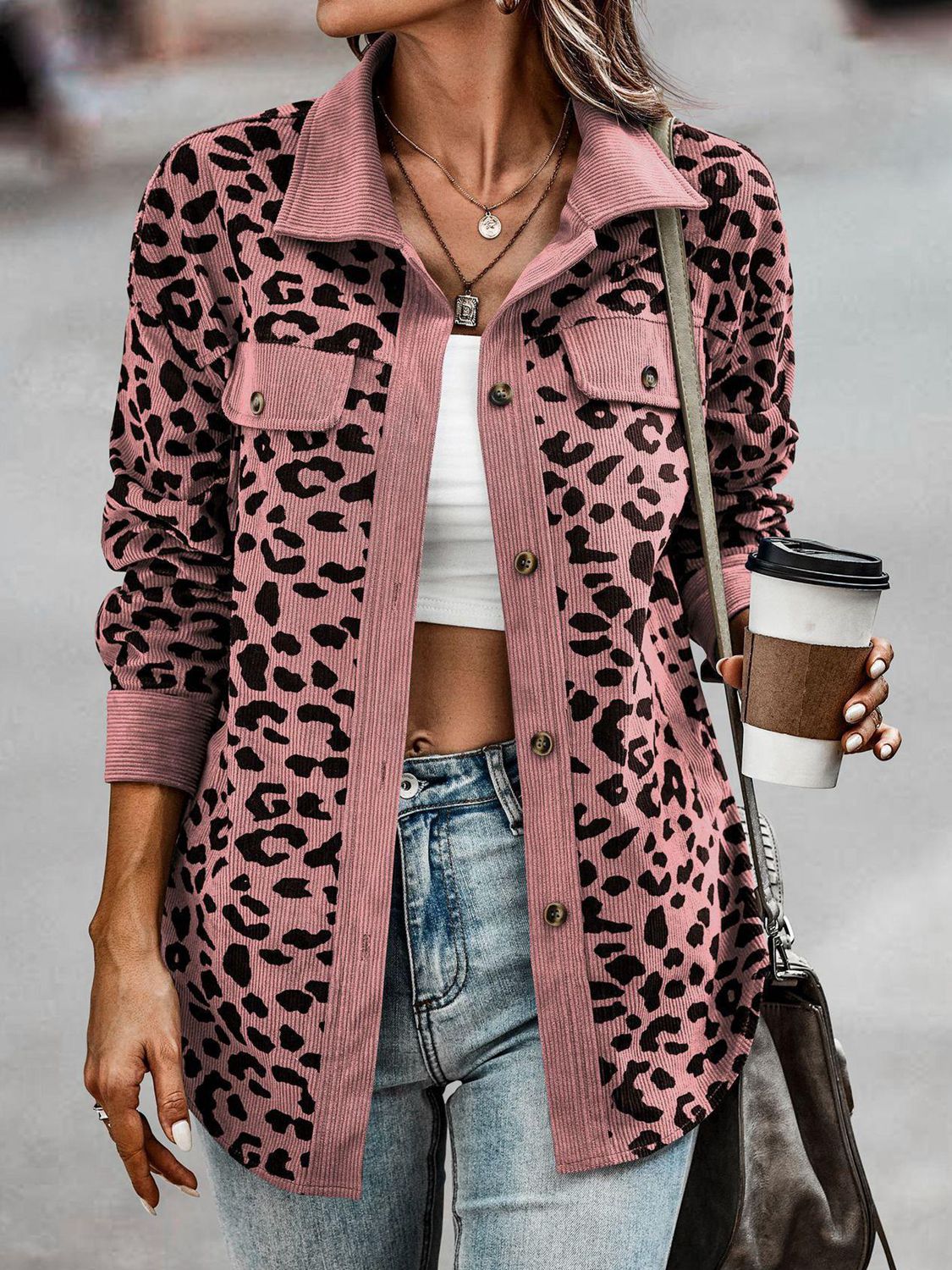 Full Size Leopard Buttoned Jacket - Tigbuls Variety Fashion