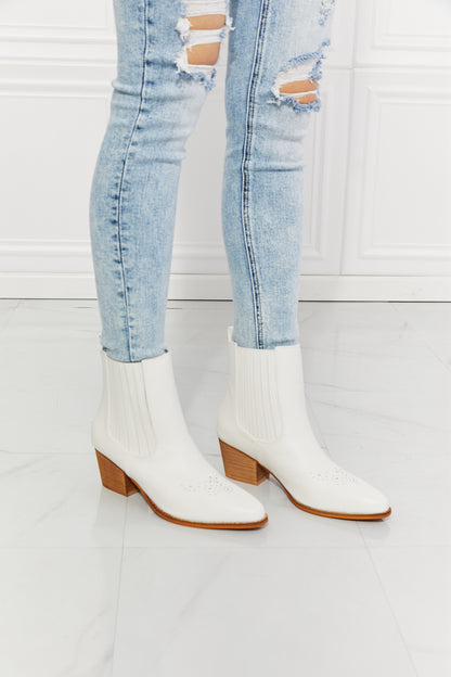 MMShoes Love the Journey Stacked Heel Chelsea Boot in White - Tigbul's Fashion