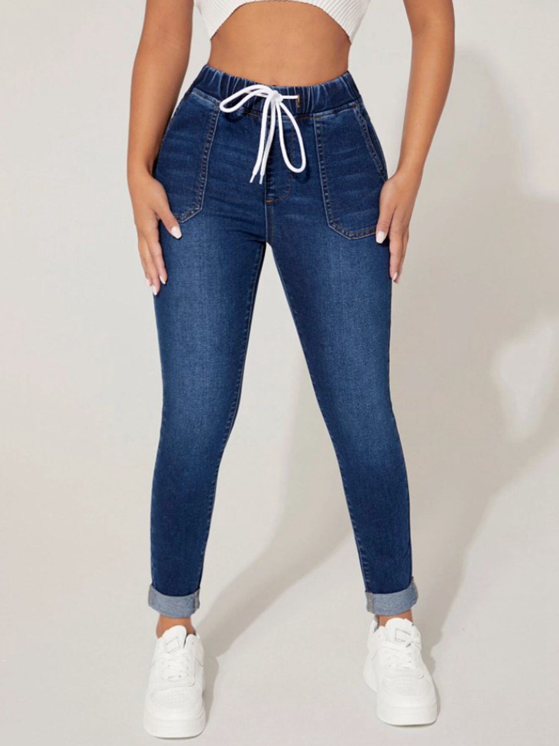 Drawstring Cropped Jeans - Tigbuls Variety Fashion