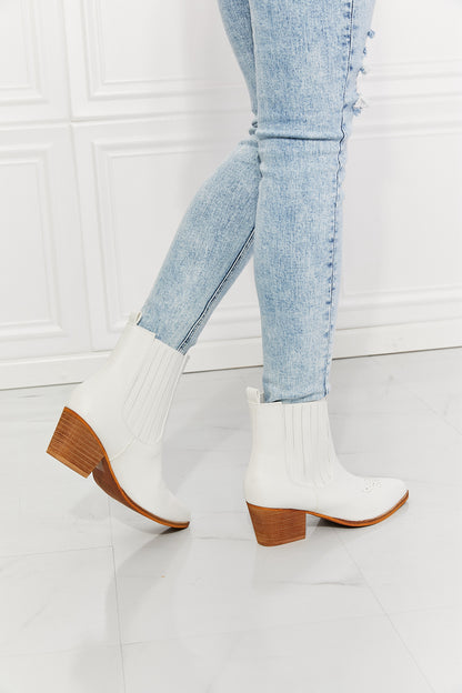 MMShoes Love the Journey Stacked Heel Chelsea Boot in White - Tigbul's Fashion