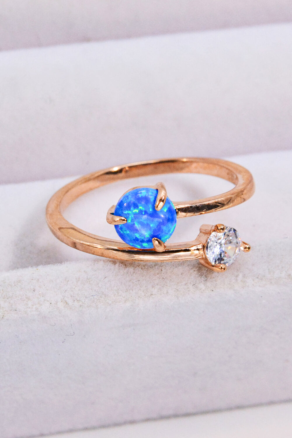 Opal and Zircon Open Ring - Tigbul's Fashion