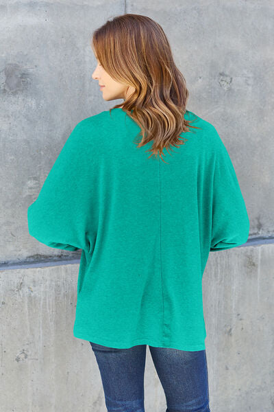 Double Take Full Size Round Neck Long Sleeve T-Shirt - Tigbuls Variety Fashion