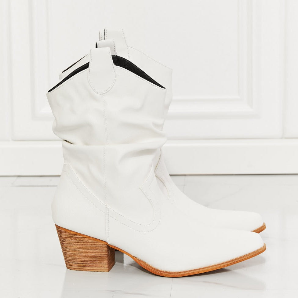 Women's White Western Scrunch Cowboy Boots | Tigbuls Variety Fashion