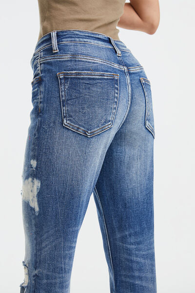 BAYEAS Full Size High Waist Distressed Paint Splatter Pattern Jeans - Tigbuls Variety Fashion