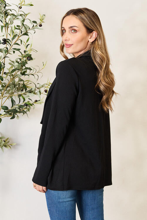 Black Open Front Long Sleeve Blazer | Tigbuls Variety Fashion