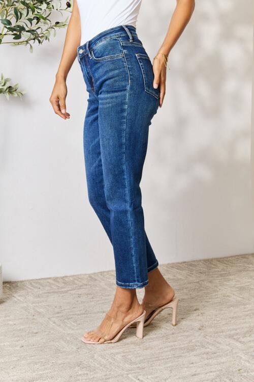 Dark Wash Cropped Straight Jeans - Tigbuls Variety Fashion
