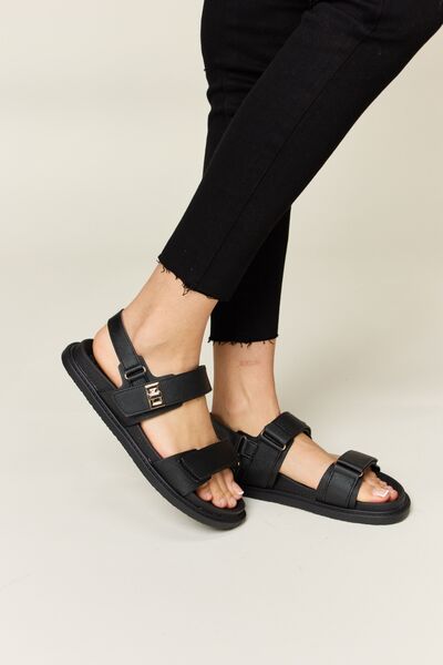 Black Adjustable Double Strap Slingback Sandals - Tigbuls Variety Fashion