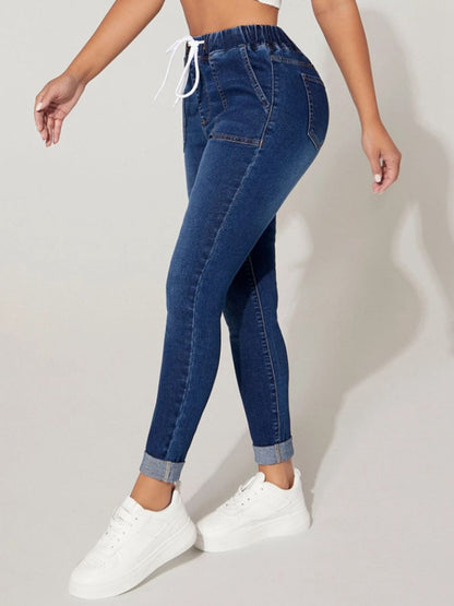 Drawstring Cropped Jeans - Tigbuls Variety Fashion