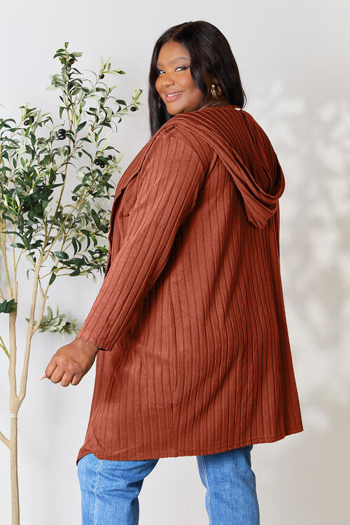 Ribbed Open Front Long Sleeve Cardigan - Tigbuls Variety Fashion