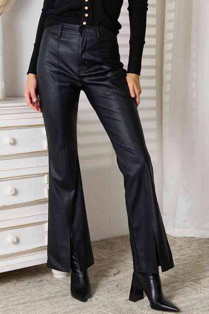 Kancan Slit Flare Leg Black Pants - Tigbuls Variety Fashion