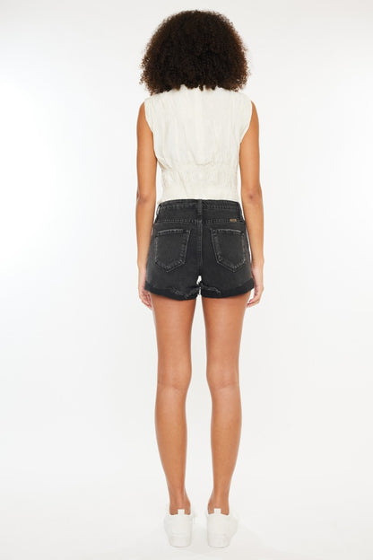 Kancan High Waist Distressed Denim Shorts - Tigbuls Variety Fashion