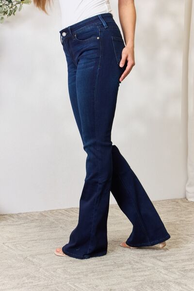 Mid Rise Flare Dark Blue Jeans - Tigbuls Variety Fashion
