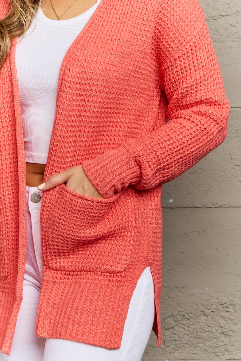 Zenana Bright & Cozy Full Size Waffle Knit Cardigan - Tigbul's Fashion