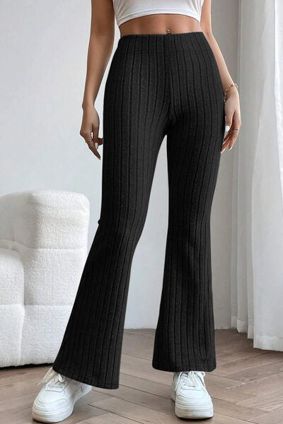 Basic Bae Full Size Ribbed High Waist Flare Pants - Tigbuls Variety Fashion
