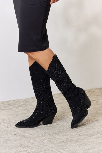 Forever Link Rhinestone Knee High Cowboy Boots - Tigbuls Variety Fashion