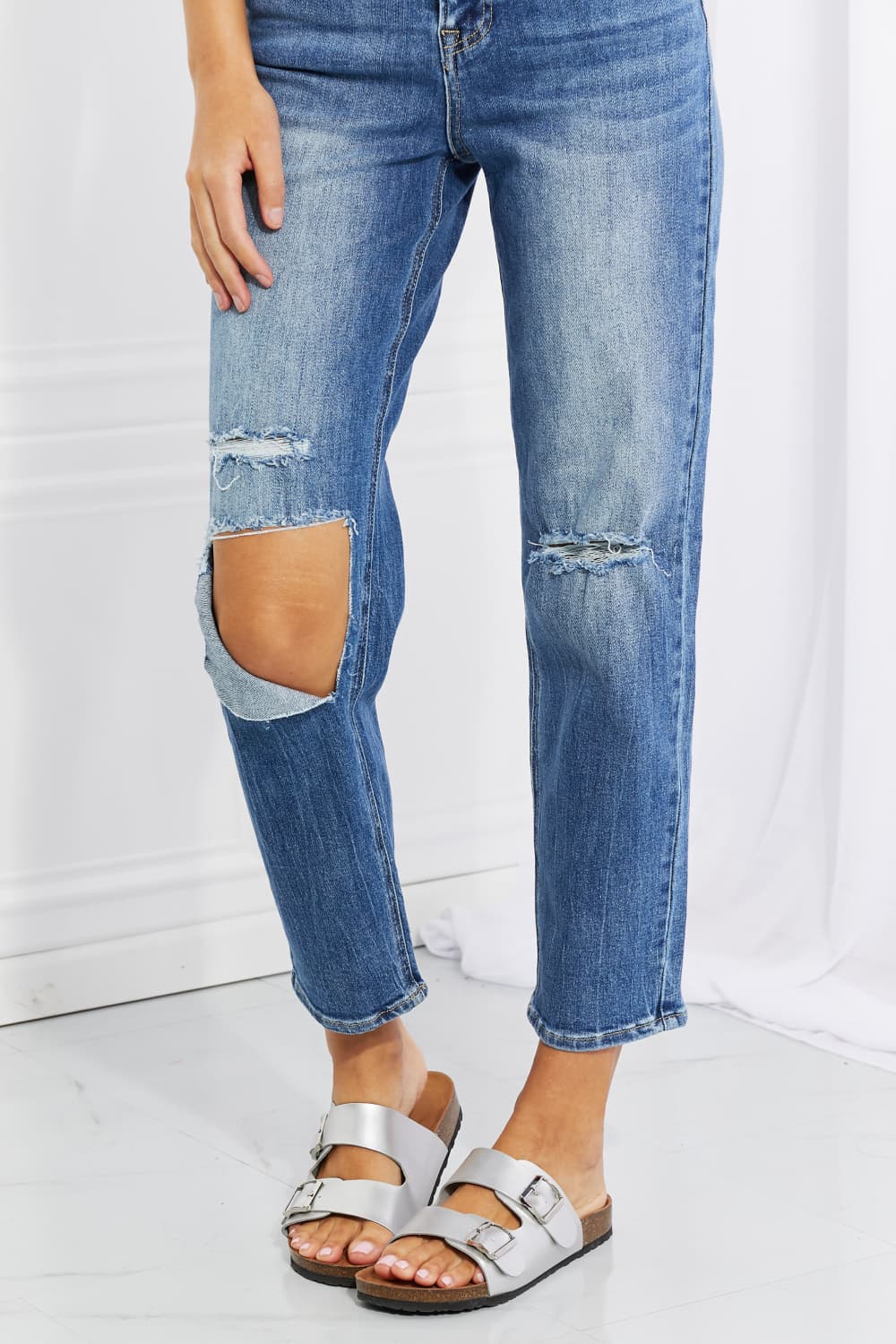 RISEN Full Size Emily High Rise Relaxed Jeans - Tigbul's Fashion