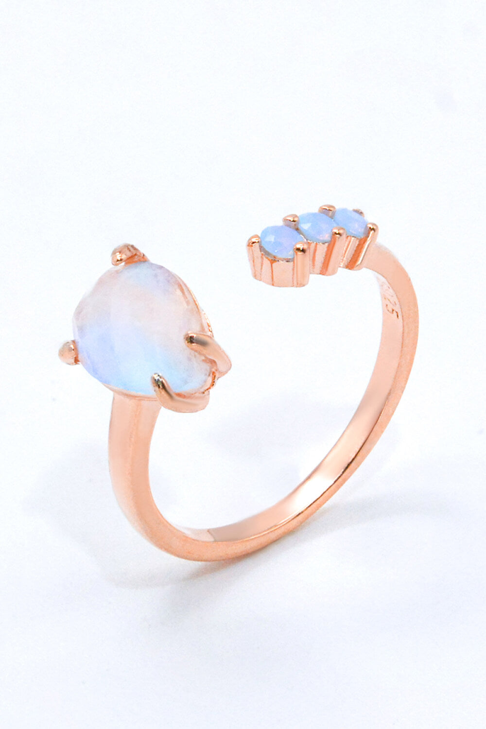 18K Rose Gold-Plated Moonstone Open Ring - Tigbul's Fashion