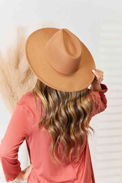 Tan Flat Brim Fedora Fashion Hat - Tigbuls Variety Fashion