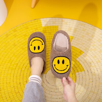 Khaki/Yellow Smiley Face Slippers - Tigbuls Variety Fashion