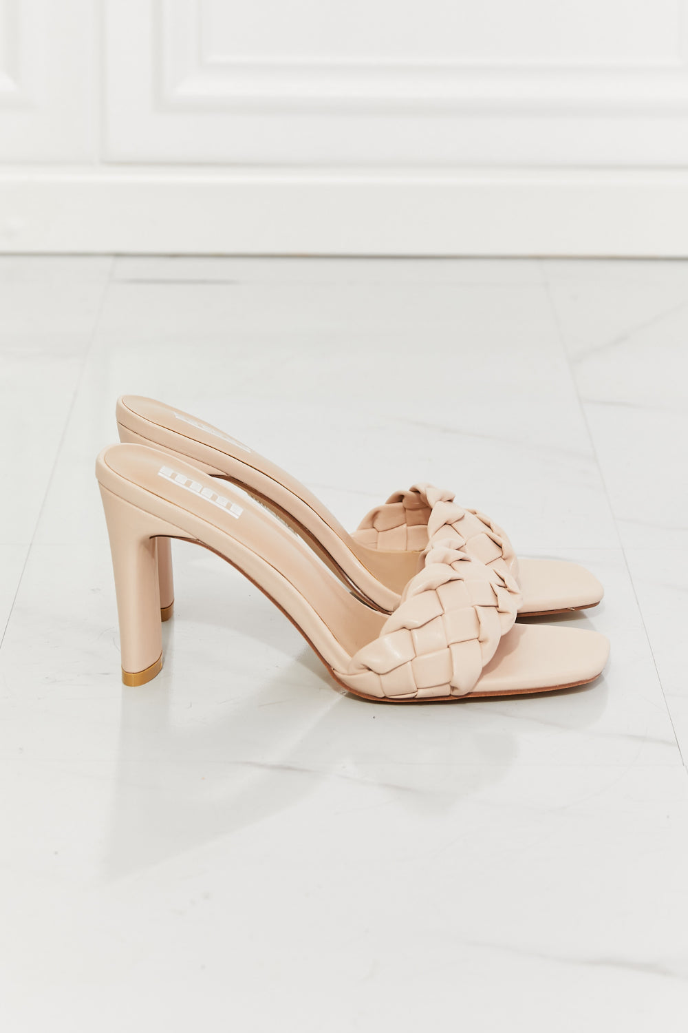 Braided Block Heel Sandals in Beige - Tigbul's Fashion