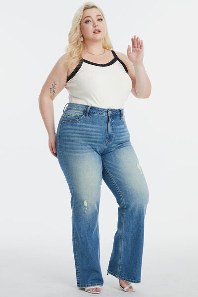 BAYEAS Full Size Ultra High-Waist Gradient Bootcut Jeans - Tigbuls Variety Fashion