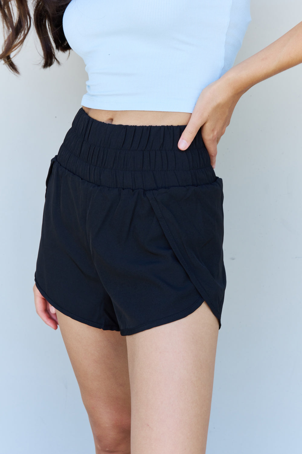 Ninexis Stay Active High Waistband Active Shorts in Black - Tigbul's Fashion
