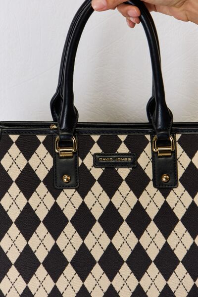 David Jones Argyle Pattern PU Leather Handbag - Tigbuls Variety Fashion
