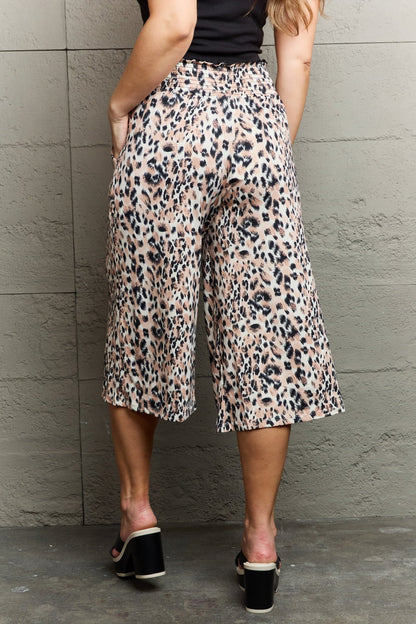 Ninexis Leopard High Waist Flowy Wide Leg Pants with Pockets - Tigbul's Fashion