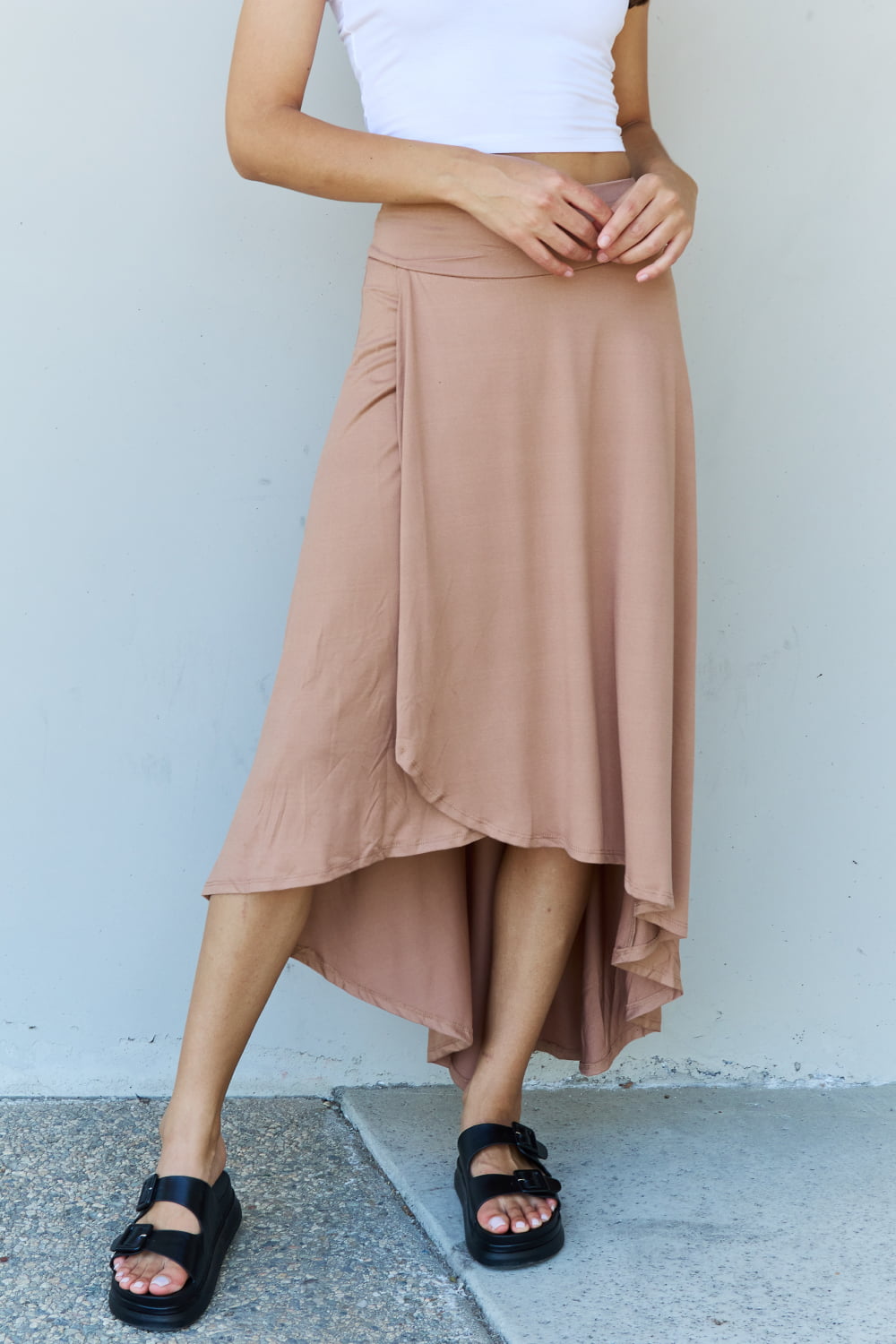 Ninexis First Choice High Waisted Flare Maxi Skirt in Camel - Tigbul's Fashion