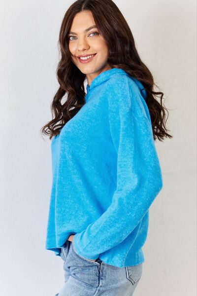 Blue Long Sleeve Cozy Hoodie | Tigbuls Variety Fashion