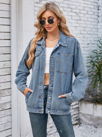 Pocketd Button Up Detachable Hooded Denim Jacket - Tigbuls Variety Fashion