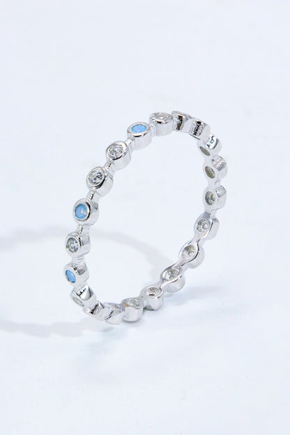 925 Sterling Silver Zircon and Natural Moonstone Ring - Tigbuls Variety Fashion