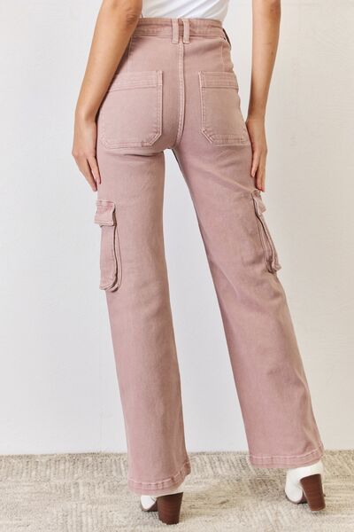 Mauve High Rise Cargo Wide Leg Jeans | Tigbuls Variety Fashion