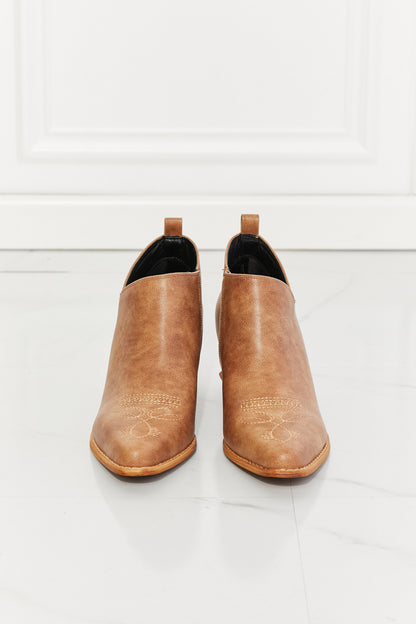 Embroidered Crossover Cowboy Bootie in Caramel - Tigbuls Variety