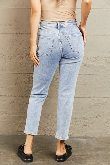 Blue High Waisted Skinny Cropped Jeans - Tigbul's Fashion