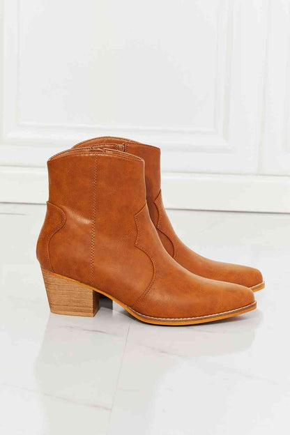 Faux Leather Western Ankle Boots in Ochre | Tigbuls Variety