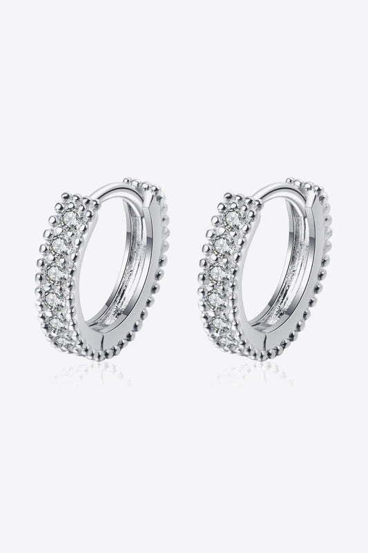 925 Sterling Silver Inlaid Moissanite Huggie Earrings - Tigbul's Fashion