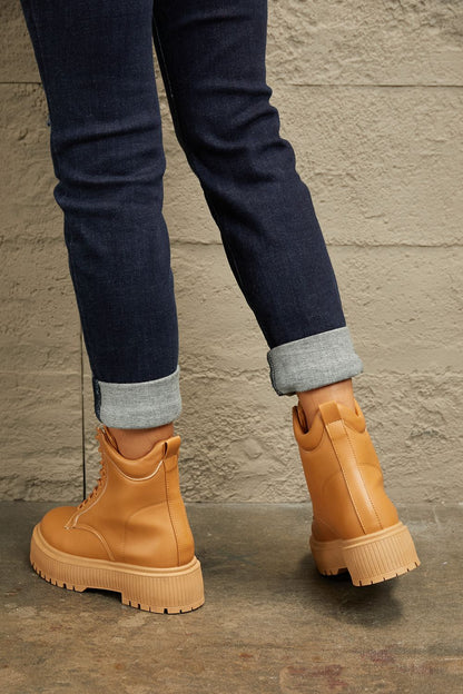 Light Brown Platform Combat Boots | Tigbuls Variety Fashion