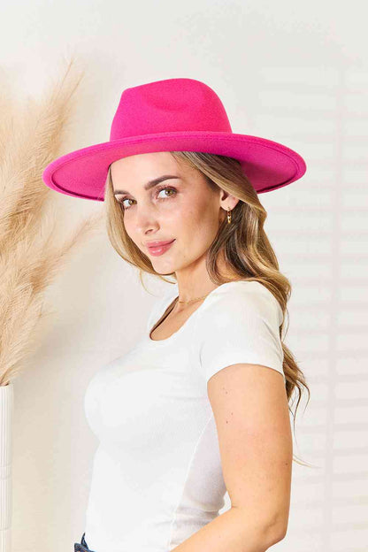 Hot Pink Flat Brim Fedora Fashion Hat - Tigbuls Variety Fashion