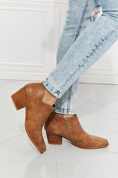 Embroidered Crossover Cowboy Bootie in Caramel - Tigbuls Variety