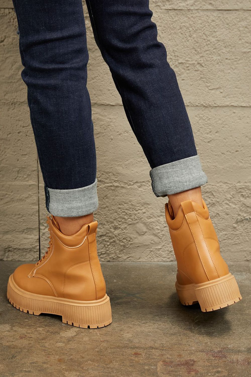 Light Brown Platform Combat Boots | Tigbuls Variety Fashion